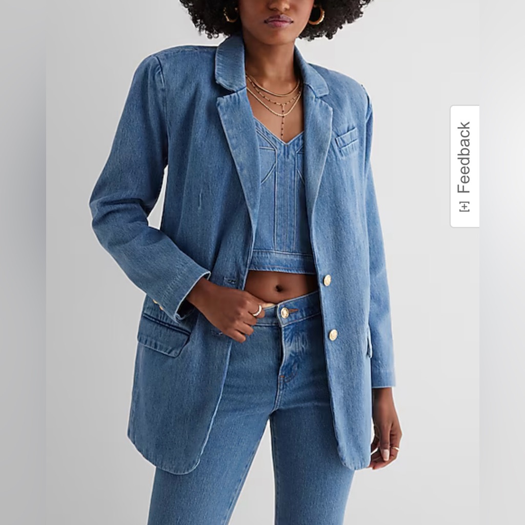 Express Light Blue Denim Blazer